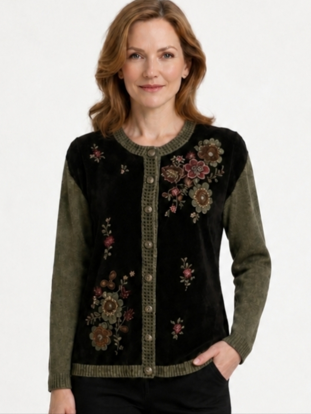 Feelings | Vintage Floral Embroidered Cardigan Sweater